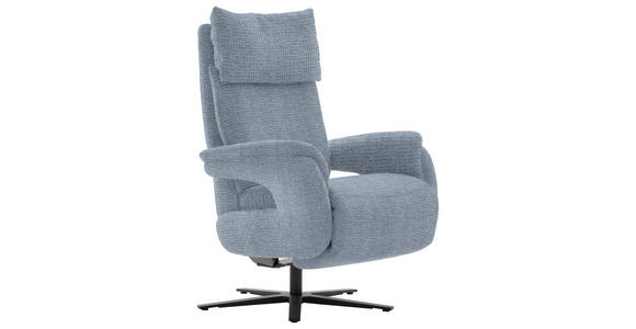FERNSEHSESSEL in Struktur Hellblau  - Schwarz/Hellblau, MODERN, Textil/Metall (73/113-117/85cm) - Cantus
