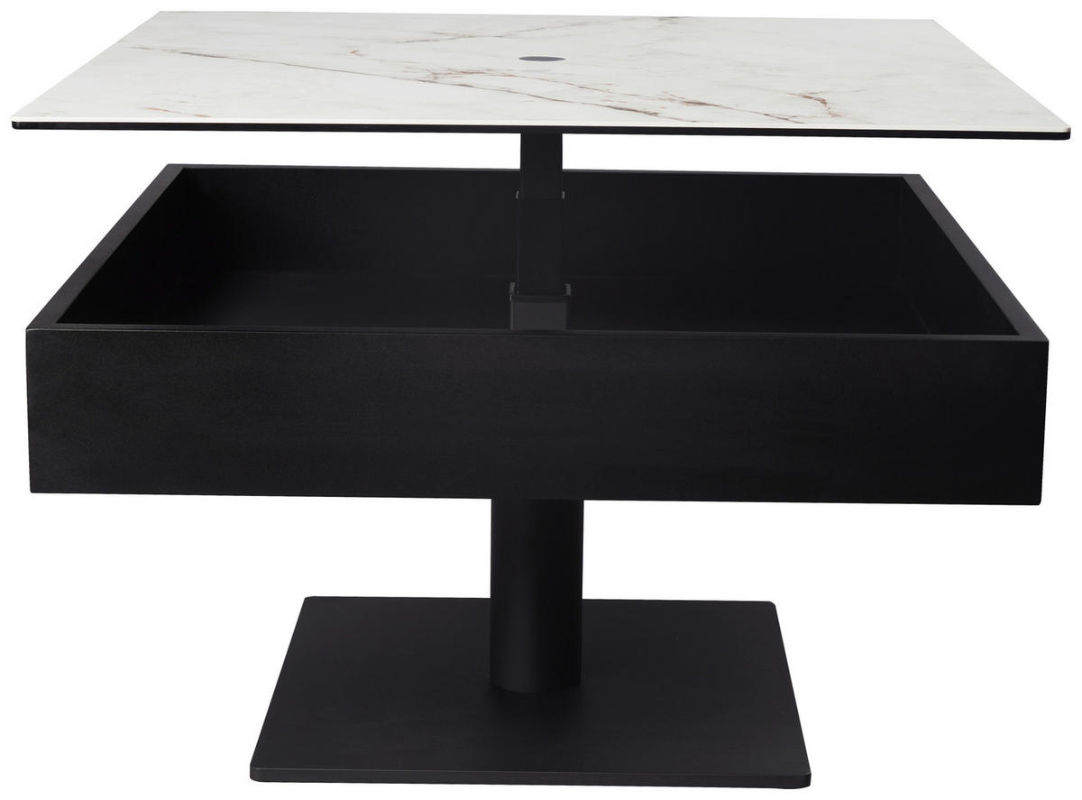 COUCHTISCH ESG 75/75/42-57 cm quadratisch Schwarz, Weiß  - Schwarz/Weiß, Basics, Glas/Keramik (75/75/42-57cm) - Dieter Knoll