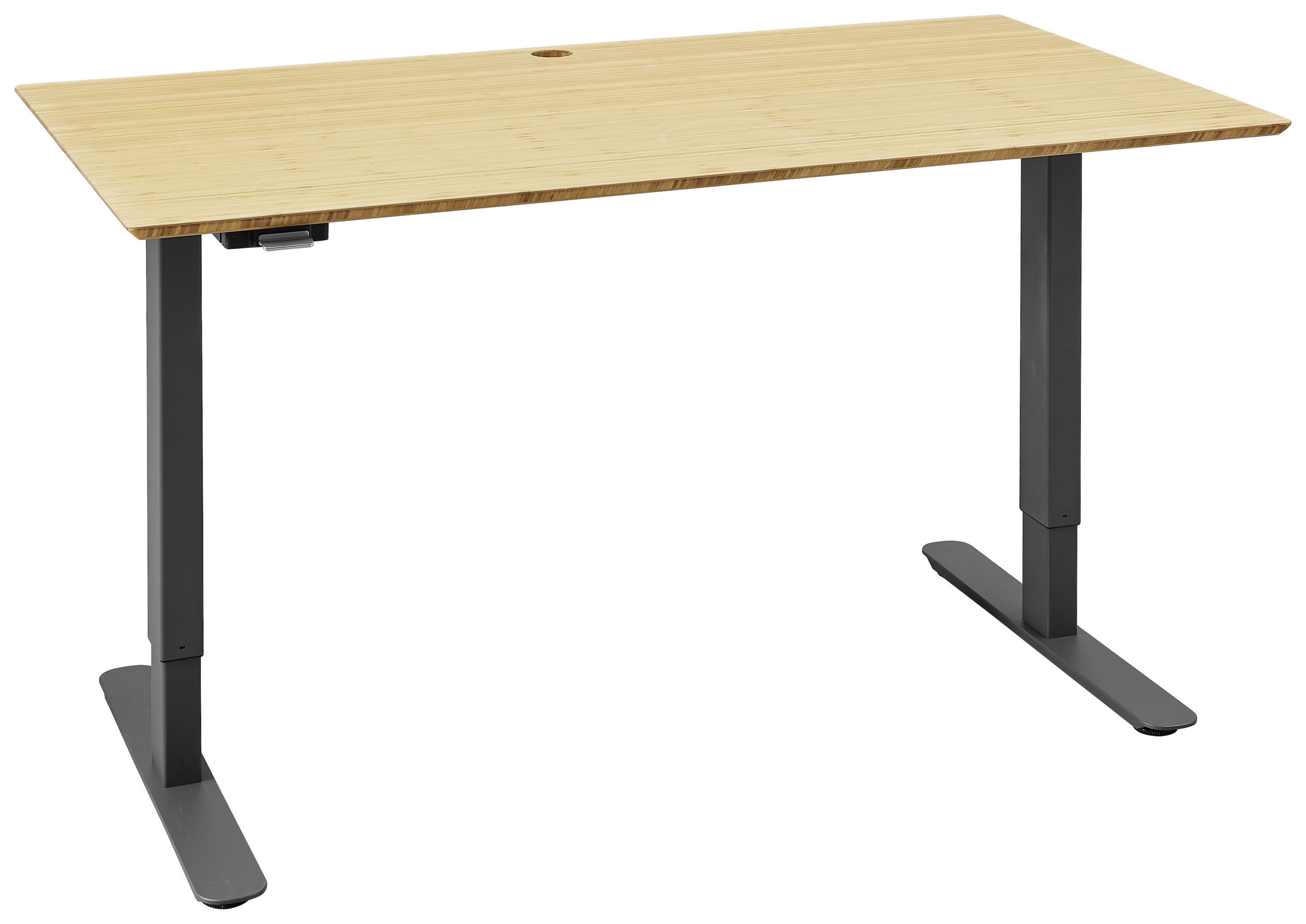 SCHREIBTISCH Bambus massiv Anthrazit, Naturfarben - Anthrazit/Naturfarben, KONVENTIONELL, Holz/Metall (150/80/70-120cm)