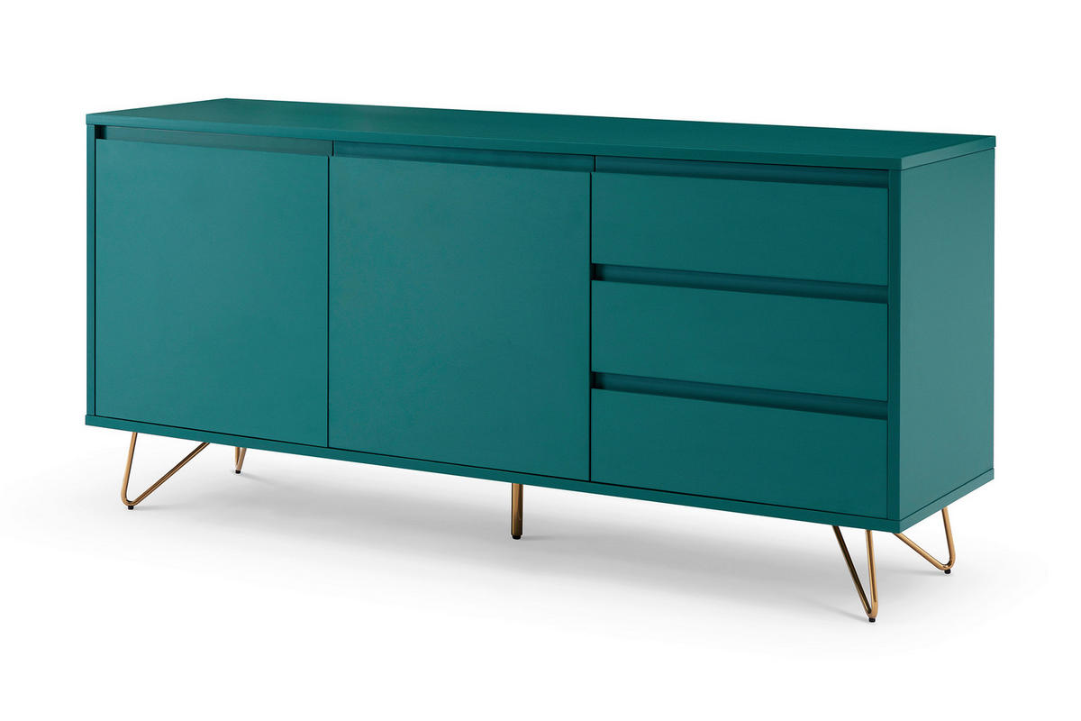 SIDEBOARD  in 150/70/40 cm  - Blau/Messingfarben, Design, Holzwerkstoff/Metall (150/70/40cm) - Livetastic