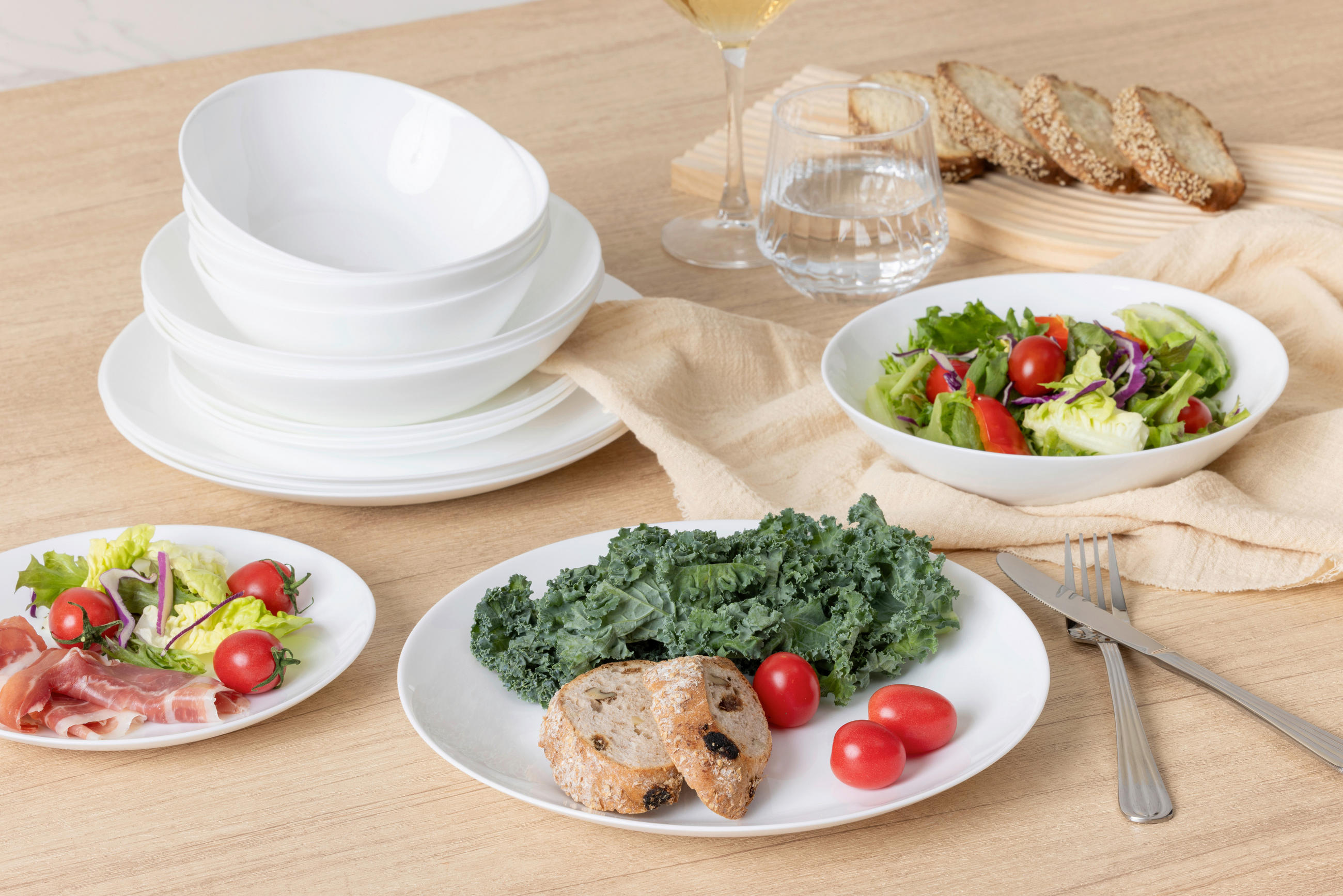 JEDÁLENSKÝ SERVIS sklo  - biela, Basics, sklo - Boxxx