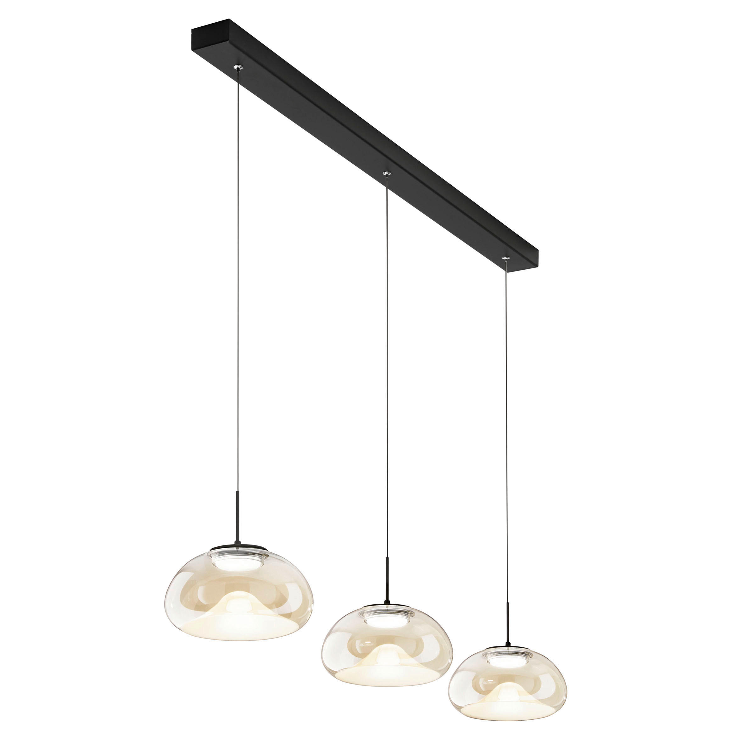 LED-PENDELLEUCHTE 110/22/200 cm  - Cognac/Schwarz, Design, Glas/Metall (110/22/200cm) - Fabas Luce