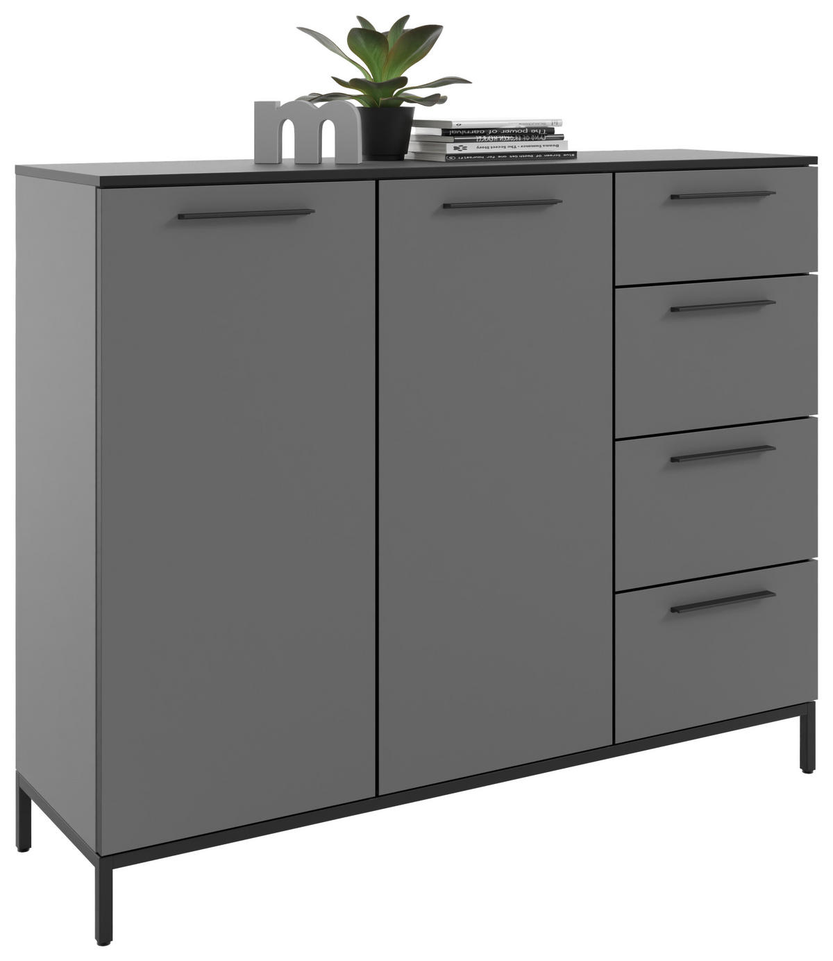 SIDEBOARD Soul  in 135/111/40 cm  - Dunkelgrau/Schwarz, MODERN, Holzwerkstoff/Metall (135/111/40cm)