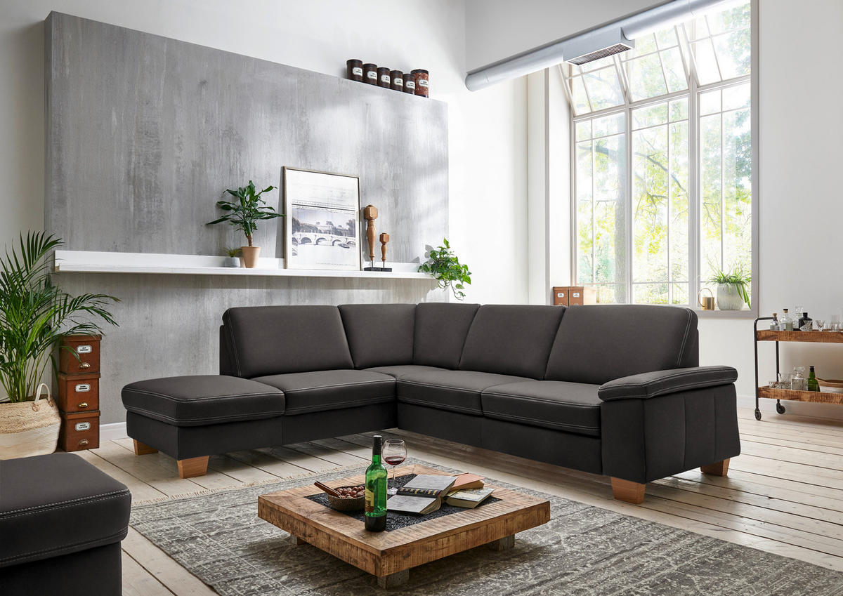 ECKSOFA  in Echtleder Graubraun  235/274 cm  - Eichefarben/Graubraun, KONVENTIONELL, Leder/Holzwerkstoff (235/274cm) - Beldomo Premium