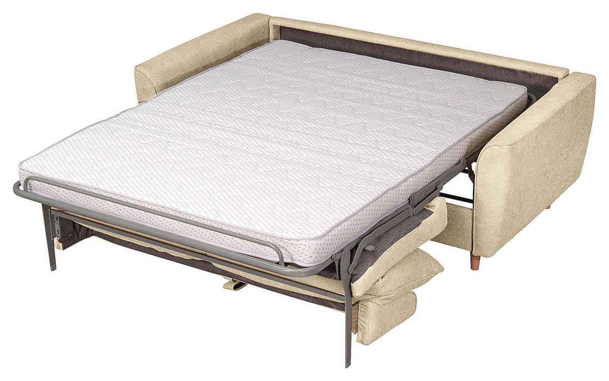 SCHLAFSOFA in Textil Creme  - Buchefarben/Creme, Design, Holz/Textil (195/90/102cm) - Livetastic