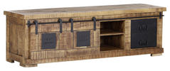 LOWBOARD Mangoholz massiv Naturfarben, Schwarz  - Schwarz/Naturfarben, KONVENTIONELL, Holz/Holzwerkstoff (160/50/45cm) - Landscape