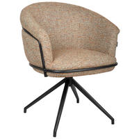 STOL MED ARMSTÖD  tygutbud, 360° vridbar sits, automatisk funktion för återfjädring bouclé  svart, terrakotta  - svart/terrakotta, Design, metall/textil (65/80,5/65cm) - Belluti