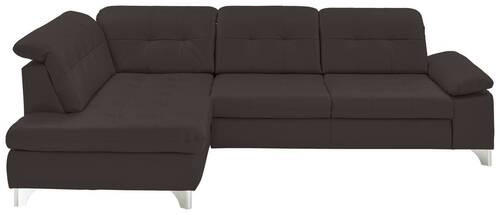 ECKSOFA in Echtleder Dunkelbraun  211/309 cm  - Dunkelbraun, Basics, Leder/Metall (211/309cm) - Beldomo Speed