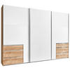 SCHWEBETÜRENSCHRANK in Eichefarben, Weiss  - Chromfarben/Weiss, Modern, Holzwerkstoff/Metall (300/216/65cm) - MID.YOU