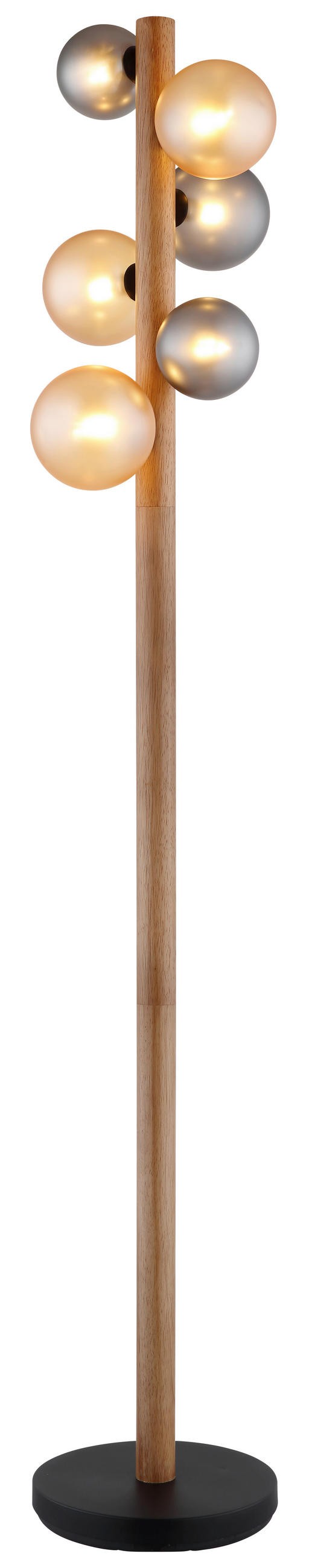 STEHLEUCHTE 29/150 cm    - Dunkelbraun/Schwarz, Basics, Glas/Holz (29/150cm) - Globo