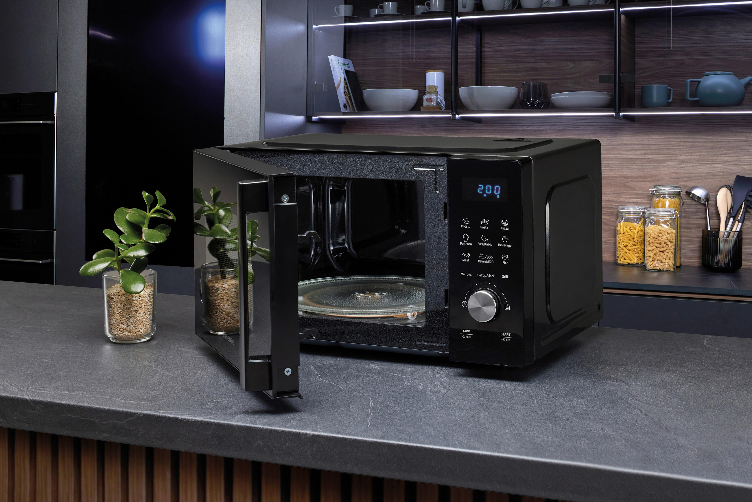 MIKROWELLE H20MOBSD1HG  - Schwarz, MODERN, Glas/Kunststoff (45,5/26,1/32,6cm) - Hisense