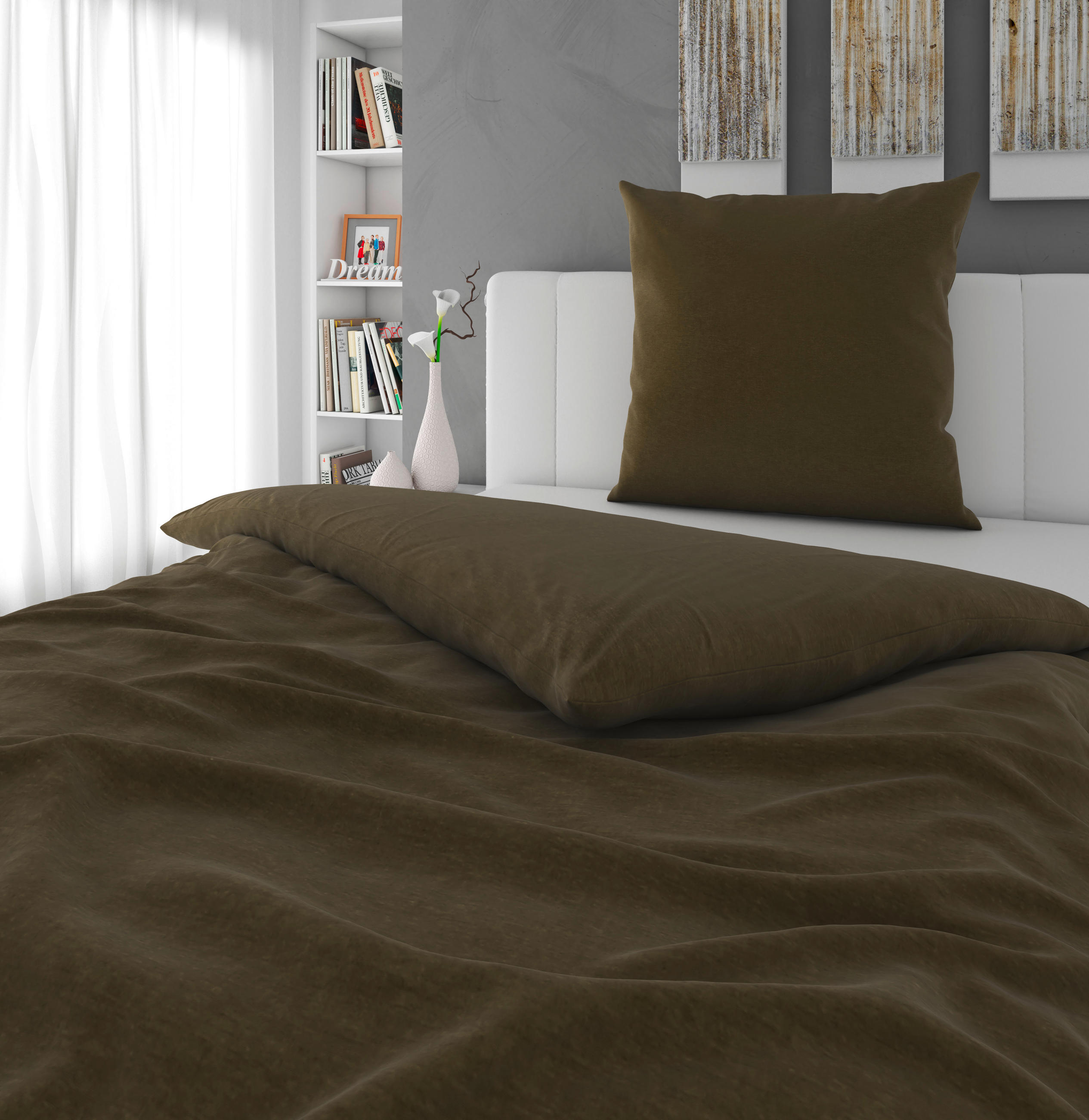 BETTWÄSCHE Flanell Flanell 155/220 cm  - Olivgrün, Basics, Textil (155/220cm) - Novel