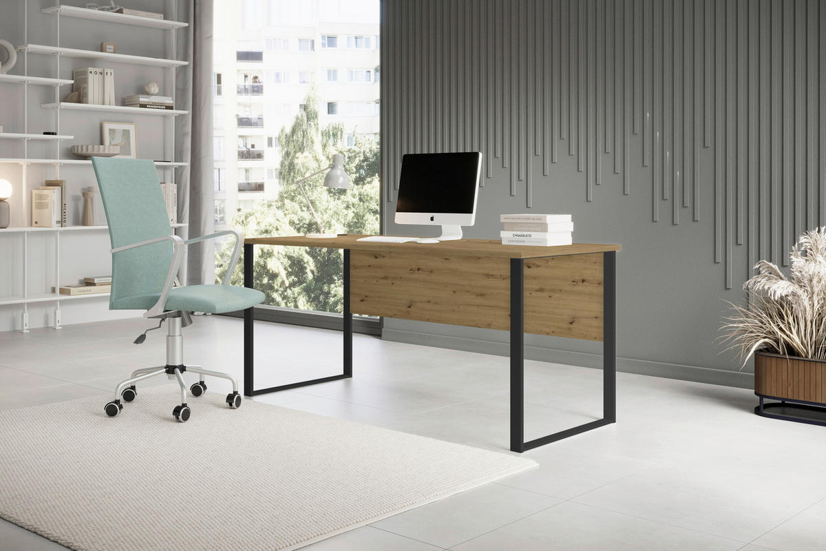 SCHREIBTISCH  in Eiche Artisan  - Eiche Artisan, Modern, Holzwerkstoff/Metall (170/77/73cm) - MID.YOU