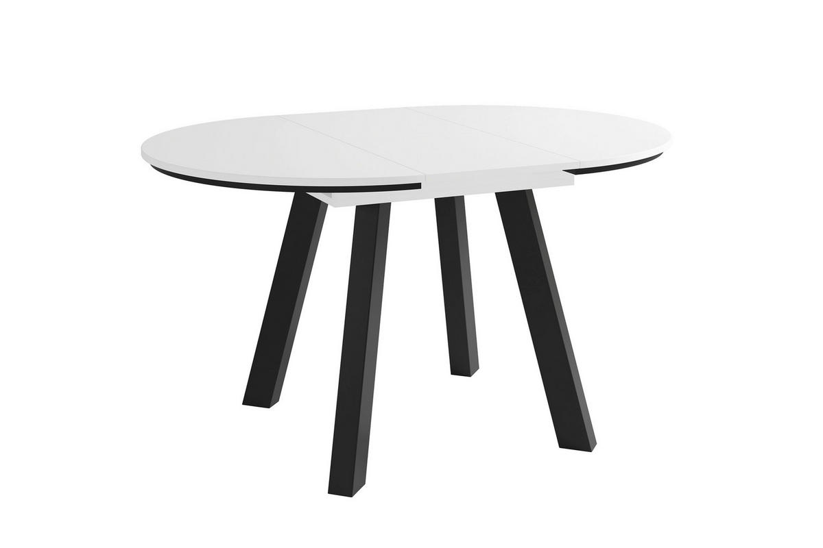 ESSTISCH 100/100/75,8 cm Nachbildung  Holzwerkstoff ausziehbar rund Weiß  - Schwarz/Weiß, MODERN, Holzwerkstoff (100/100/75,8cm) - MID.YOU