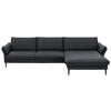 ECKSOFA in Echtleder Anthrazit  - Anthrazit/Schwarz, Design, Leder/Metall (334/172cm) - Hukla