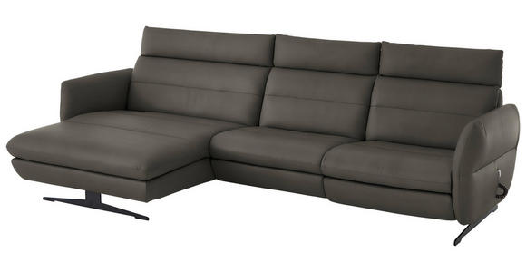 ECKSOFA in Echtleder Dunkelgrau  169/298 cm  - Dunkelgrau/Schwarz, Design, Leder/Metall (169/298cm) - Dieter Knoll
