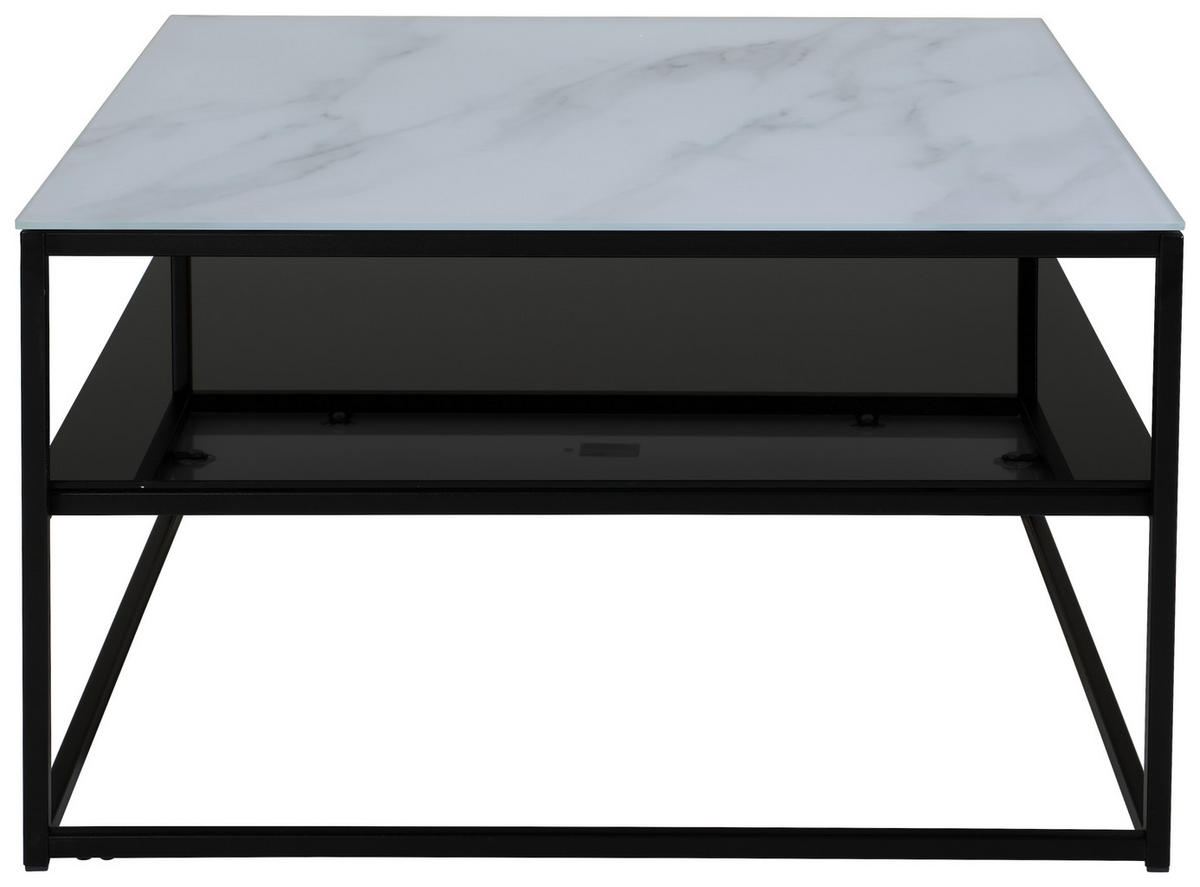 COUCHTISCH Klarglas 75/75/43 cm quadratisch Schwarz, Weiß  - Schwarz/Weiß, Design, Glas/Metall (75/75/43cm) - Livetastic