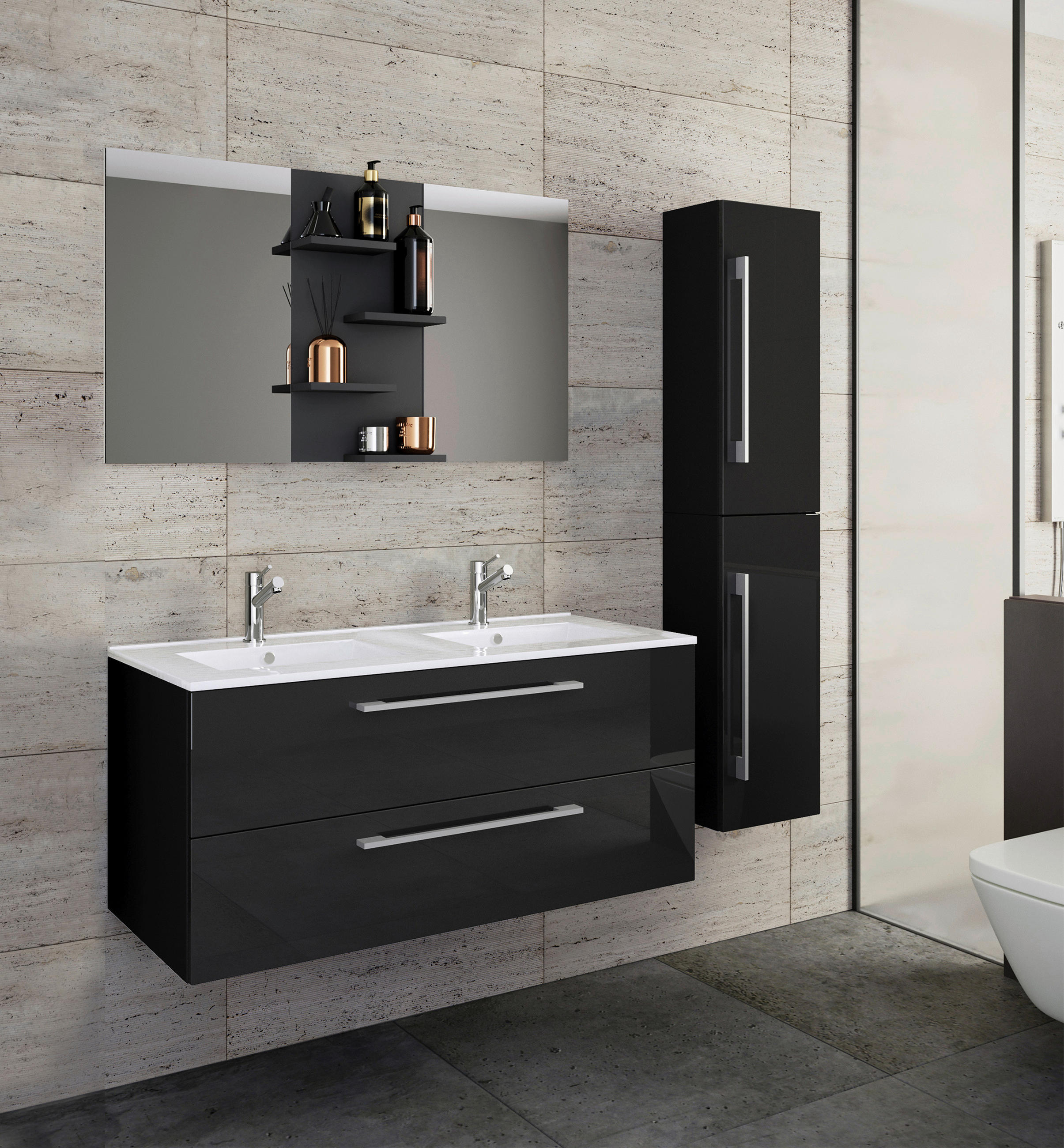 BADRUM 145 cm  - svart, Modern, trämaterial/keramik (145cm) - MID.YOU