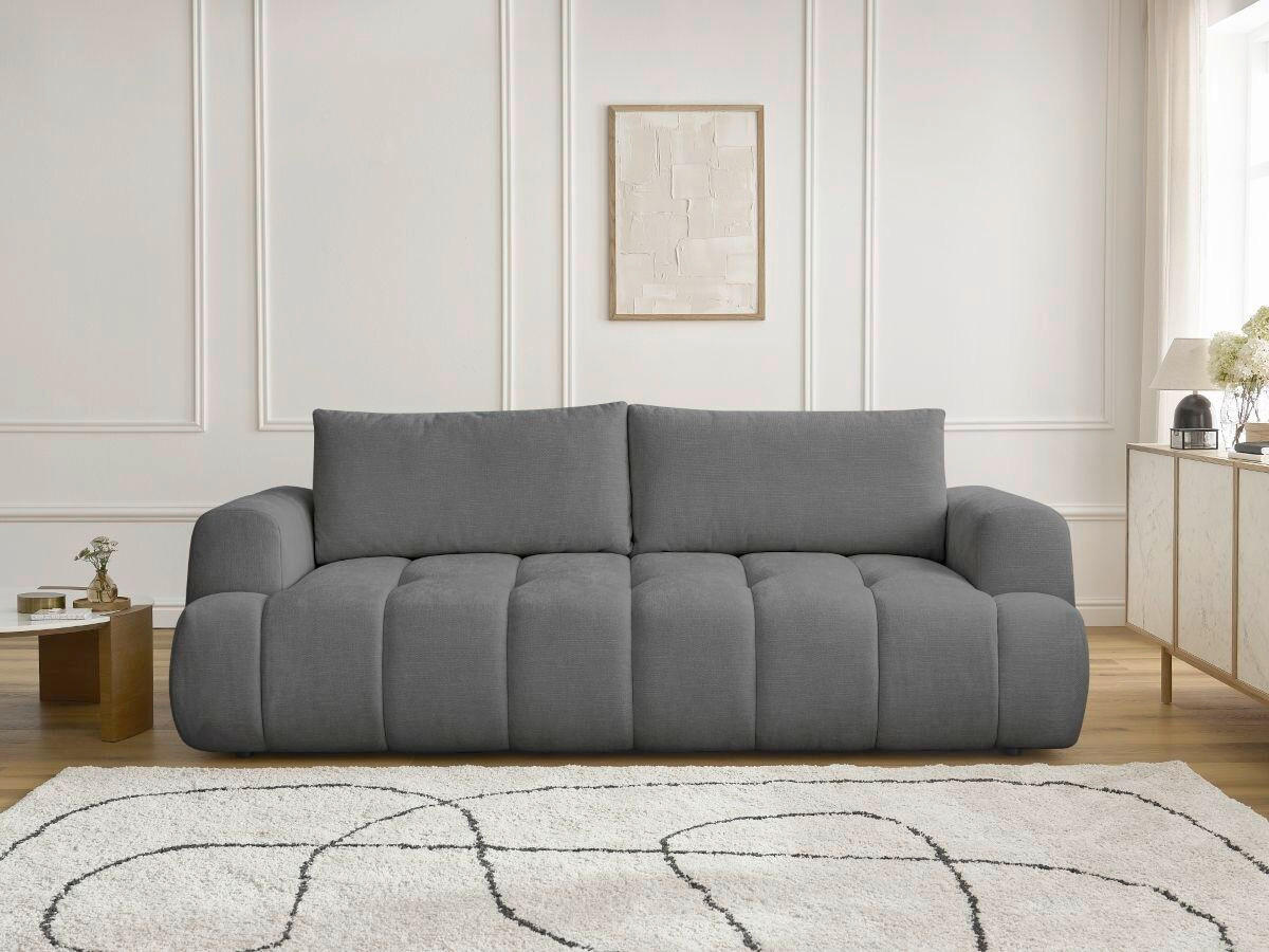 SCHLAFSOFA FUJI Leinenoptik Dunkelgrau  inkl.  - Dunkelgrau/Schwarz, MODERN, Kunststoff/Textil (251/113/88cm)