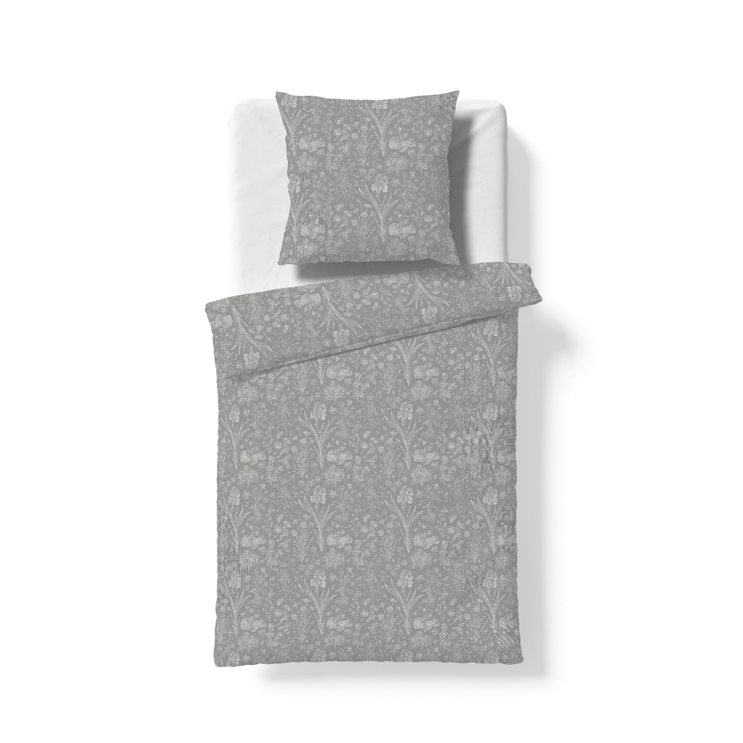 BETTWÄSCHESET 3-teilig Black Royal - Mako Brokat Damast Bettwäsche Damast 200/210 cm  - Anthrazit, Basics, Textil (200/210cm) - Fleuresse