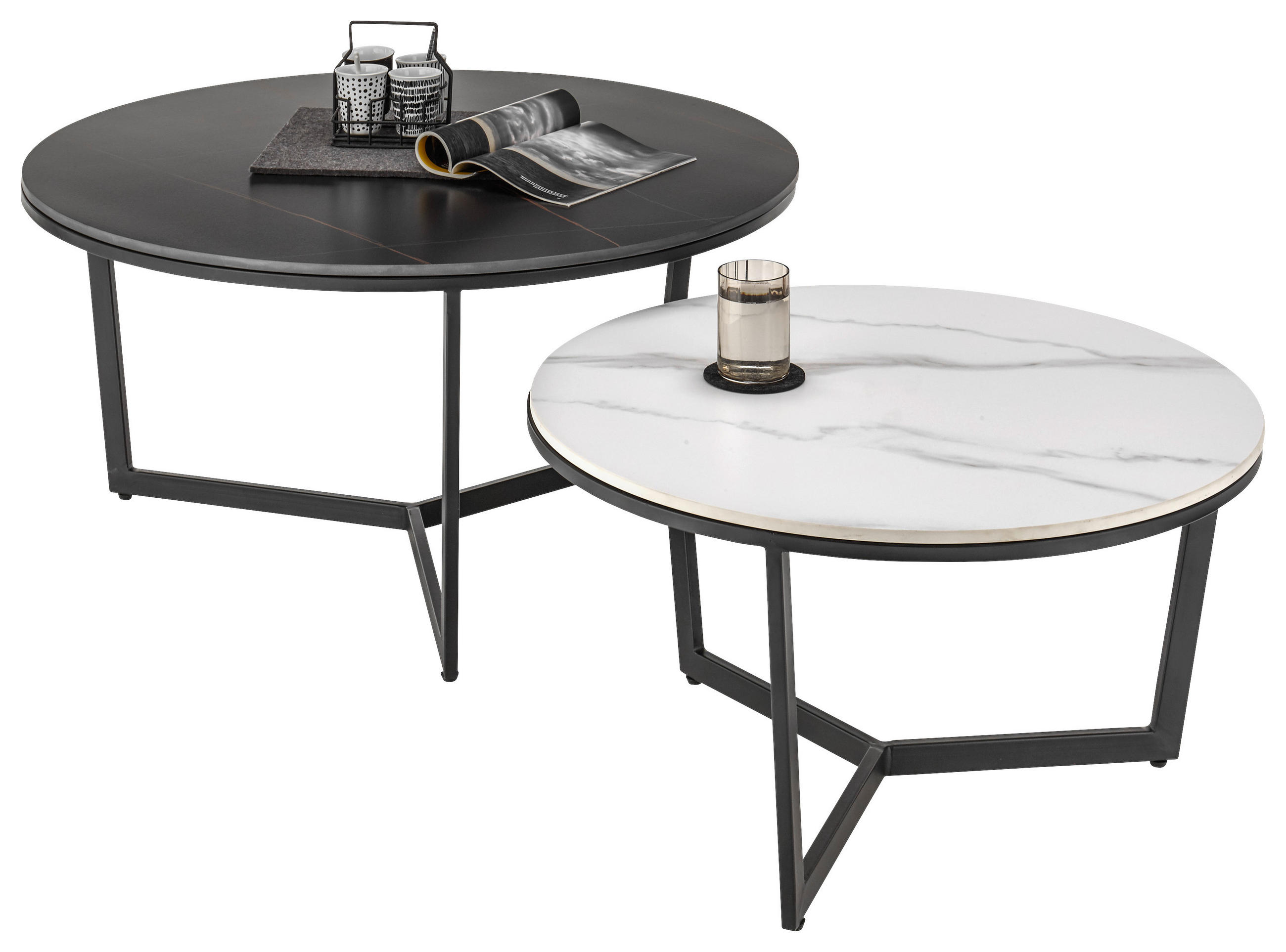 COUCHTISCH in Metall, Keramik  - Schwarz/Weiß, Design, Keramik/Metall (70/38cm) - MID.YOU