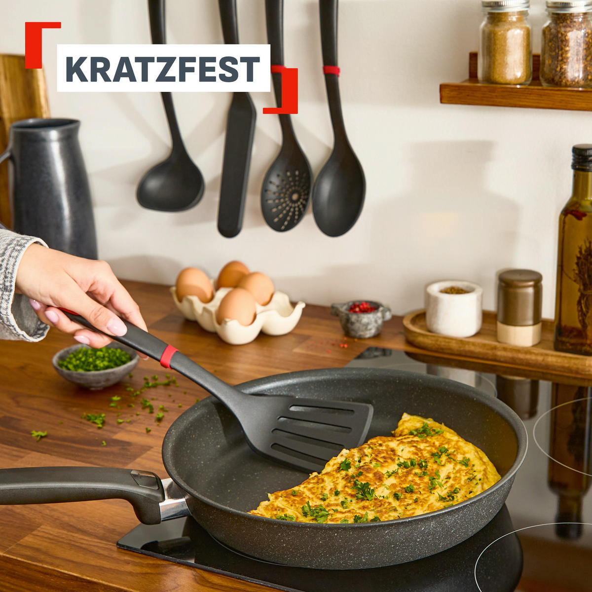 KÜCHENHELFERSET Ingenio  - Graubraun/Rot, Basics, Kunststoff - Tefal