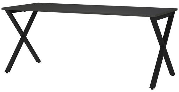 SCHREIBTISCH 180/80/75 cm  in Graphitfarben, Schwarz  - Graphitfarben/Schwarz, MODERN, Holzwerkstoff/Metall (180/80/75cm) - Novel