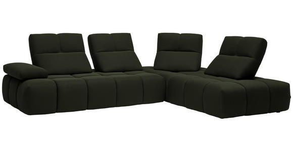 ECKSOFA in Struktur Olivgrün 313/233 cm - Schwarz/Olivgrün, Design, Kunststoff/Textil (313/233cm) - Emilio Belluti