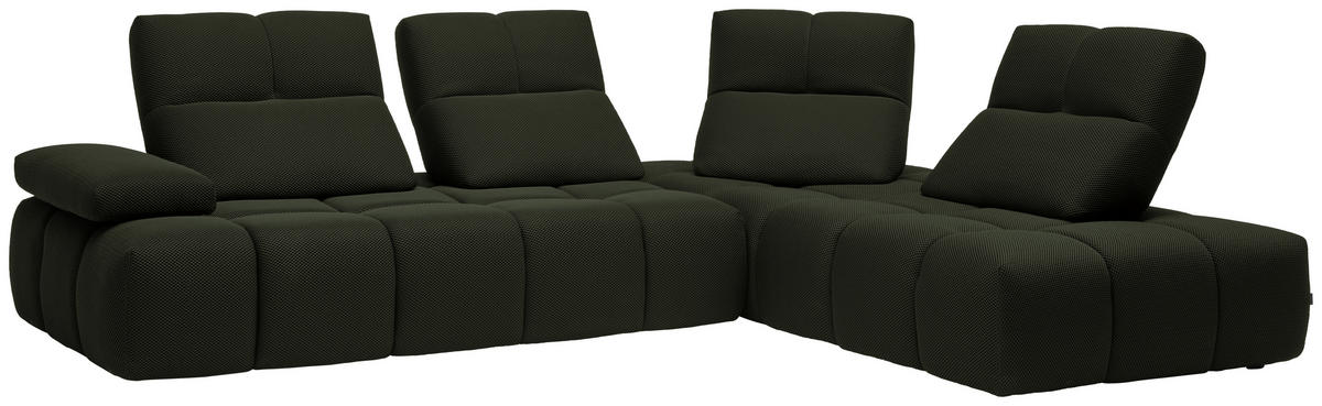 ECKSOFA in Struktur Olivgrün  - Schwarz/Olivgrün, Design, Kunststoff/Textil (313/233cm) - Emilio Belluti