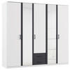KLEIDERSCHRANK 226/210/54 cm 5-türig Grau, Weiß  - Weiß/Grau, KONVENTIONELL, Holzwerkstoff/Kunststoff (226/210/54cm) - Boxxx