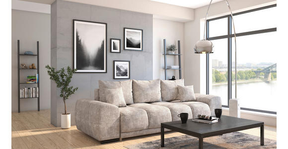 BIGSOFA Chenille Grau  - Schwarz/Grau, KONVENTIONELL, Kunststoff/Textil (266/89/104cm) - Carryhome