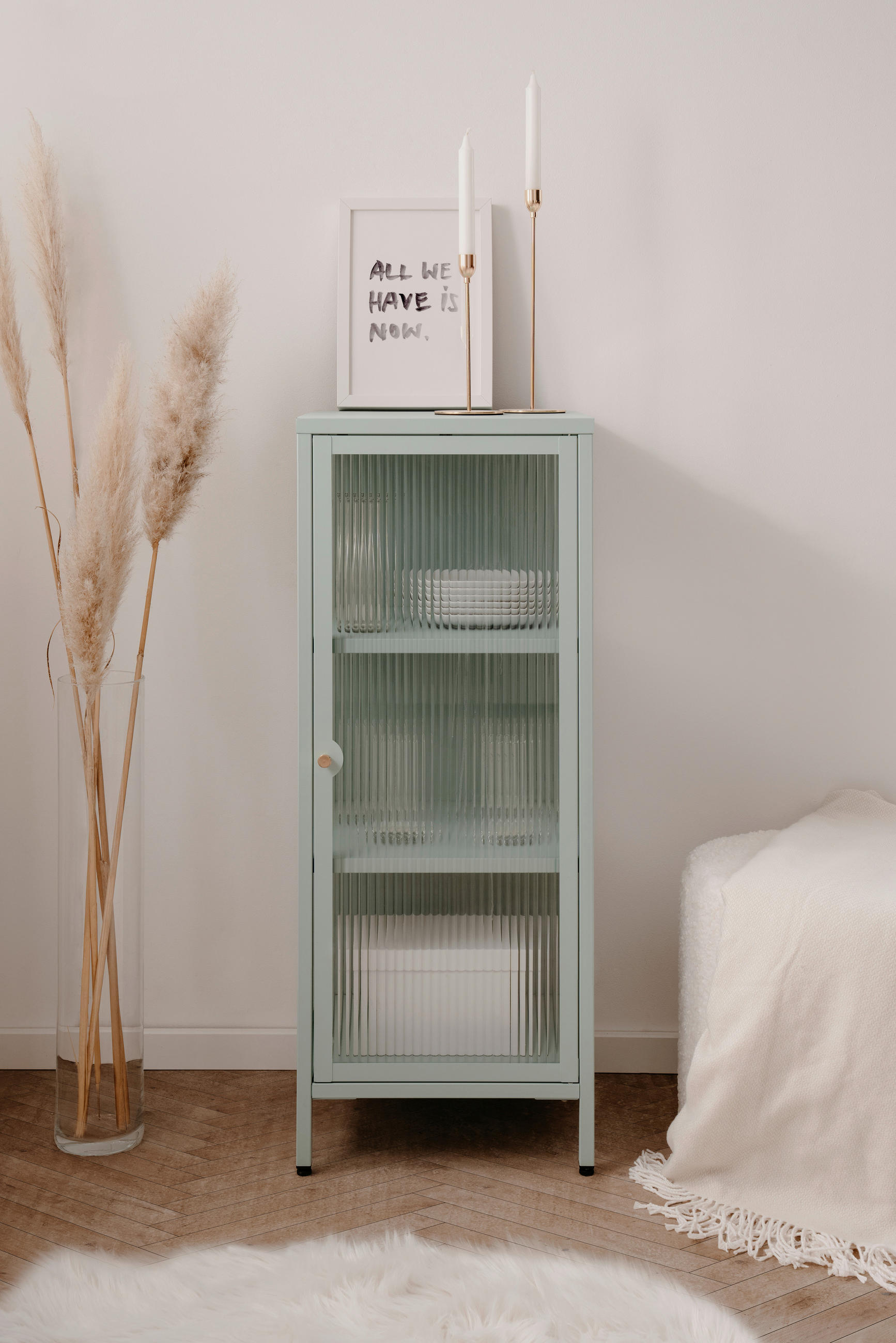 KOMMODE  in 40/101,5/40 cm  - Goldfarben/Mintgrün, Design, Glas/Metall (40/101,5/40cm) - MID.YOU