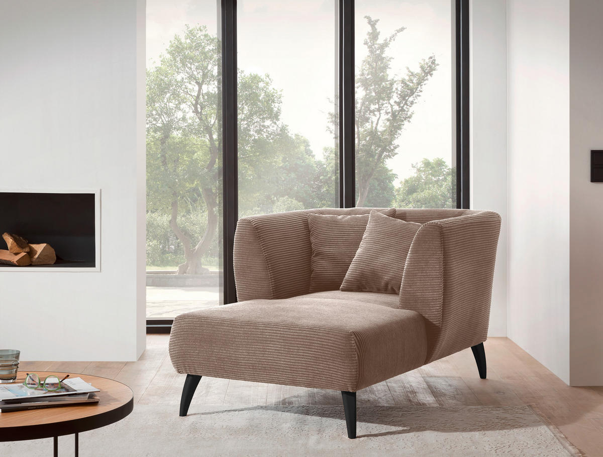 XXL-SESSEL in Cord Graubraun  - Graubraun/Schwarz, Modern, Holz/Textil (108/84/155cm) - MID.YOU