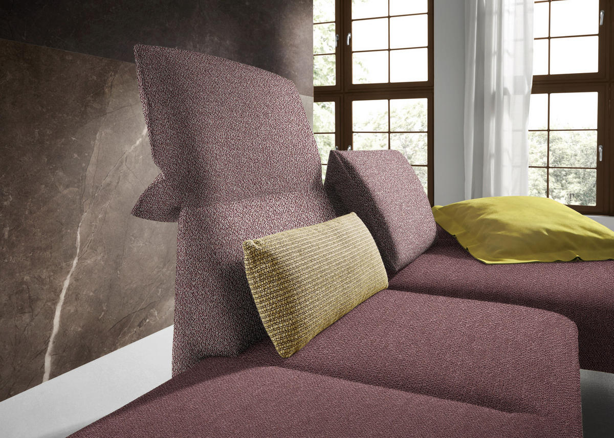 ECKSOFA in Flachgewebe Rosa  240/132 cm  - Chromfarben/Rosa, Design, Holz/Textil (240/132cm) - Koinor