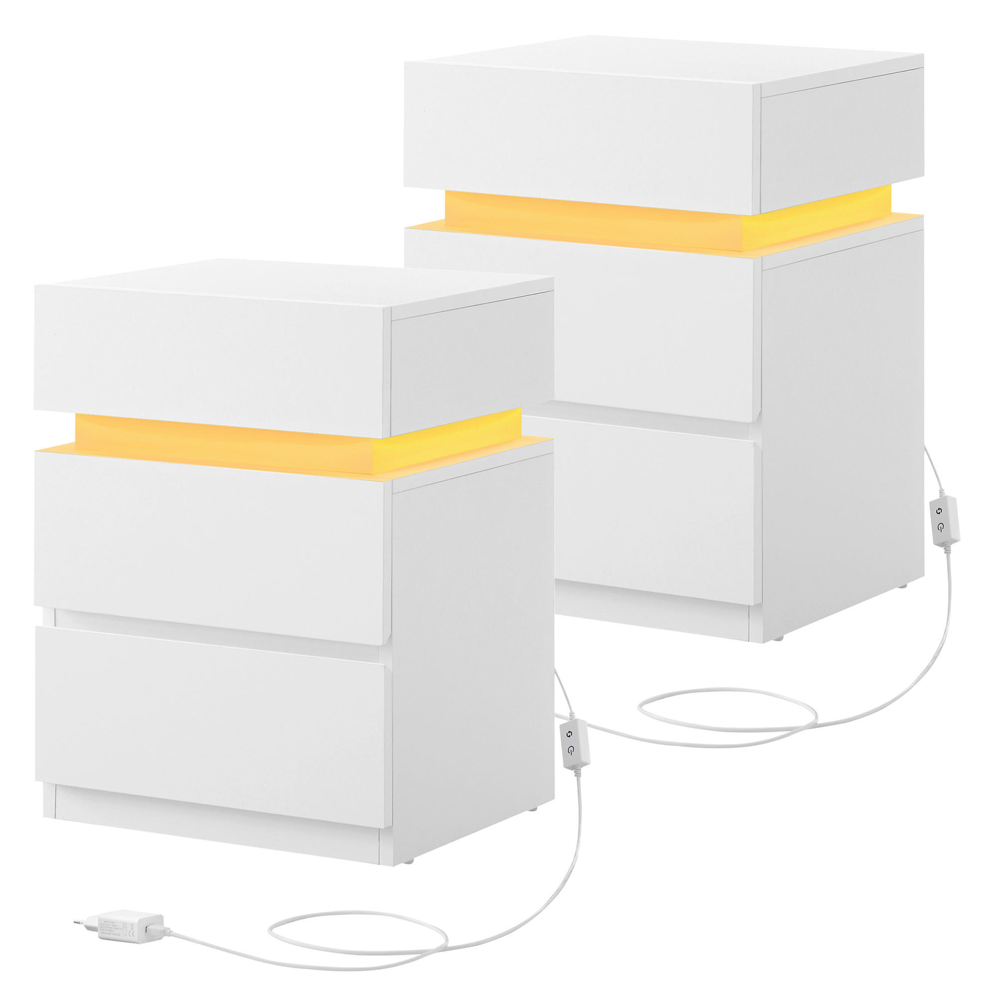 NACHTSCHRANKSET 40/55/35 cm  - Weiß, Trend, Holzwerkstoff (40/55/35cm) - Boxxx