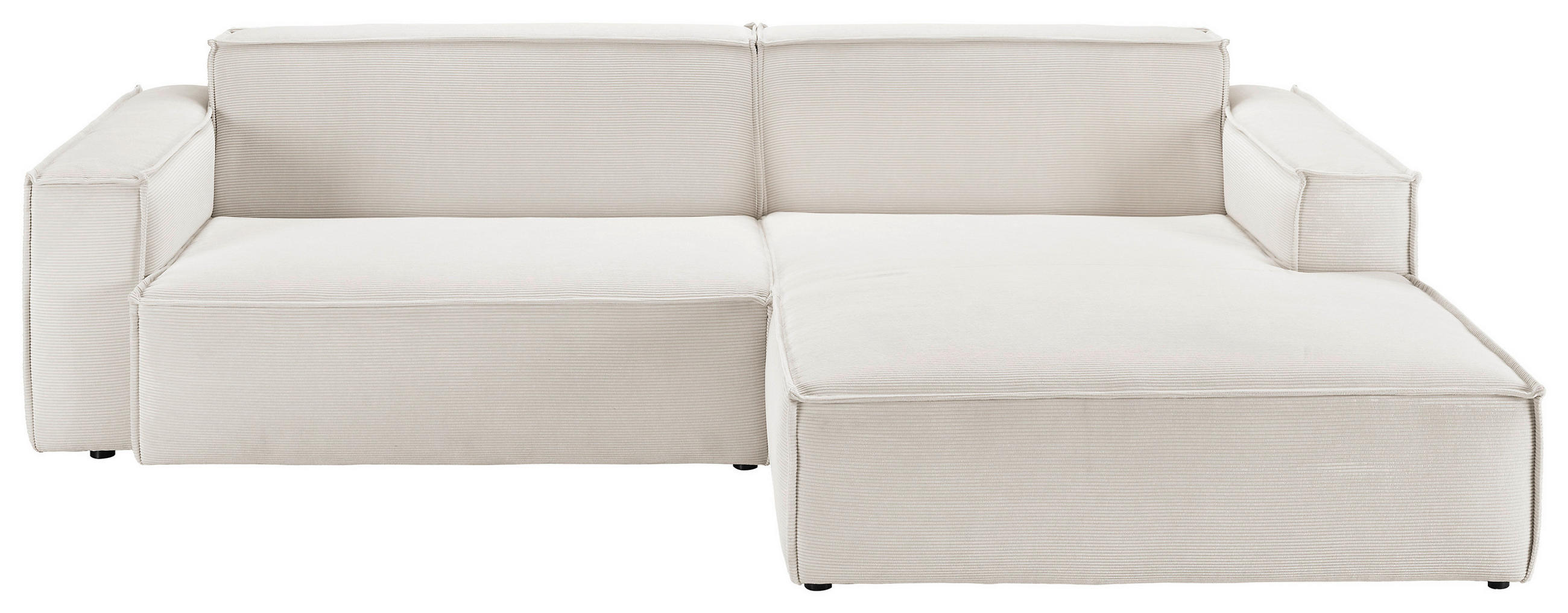 ECKSOFA Weiß Feincord  - Schwarz/Weiß, KONVENTIONELL, Kunststoff/Textil (276/168cm) - Hom`in