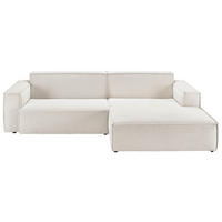ECKSOFA in Feincord Weiss  - Weiss/Schwarz, Konventionell, Kunststoff/Textil (276/168cm) - Hom`in