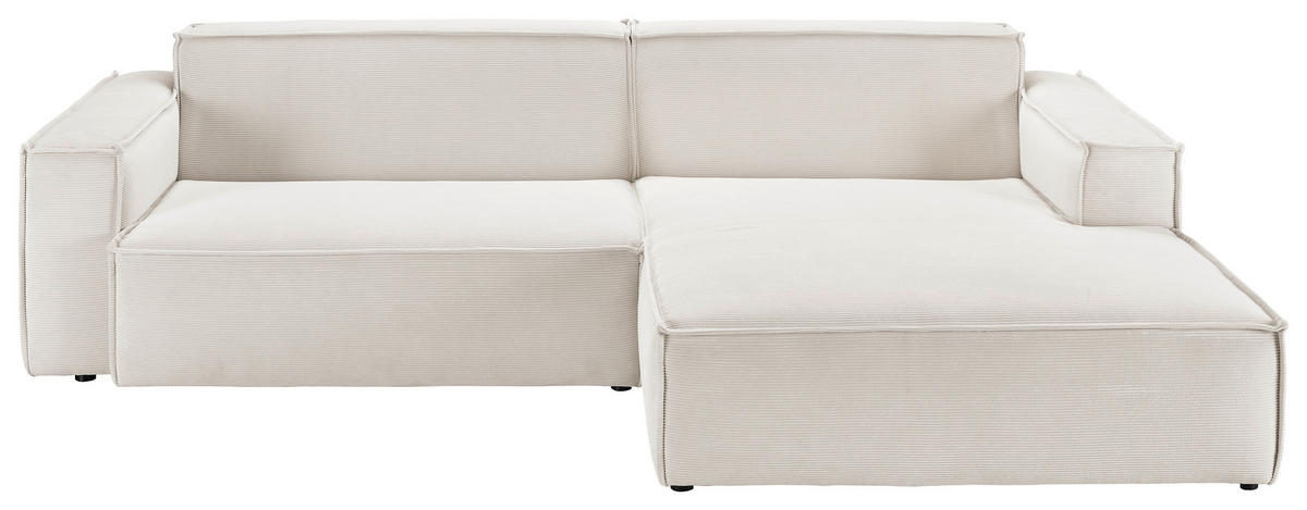 ECKSOFA in Feincord Weiss  - Weiss/Schwarz, Konventionell, Kunststoff/Textil (276/168cm) - Hom`in