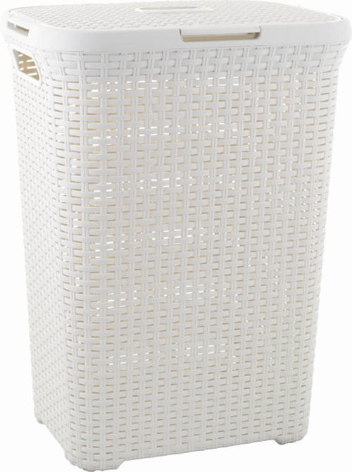 KOŠ NA PRÁDLO, krémová - krémová, Basics, plast (44.8/62.7/34.5cm)