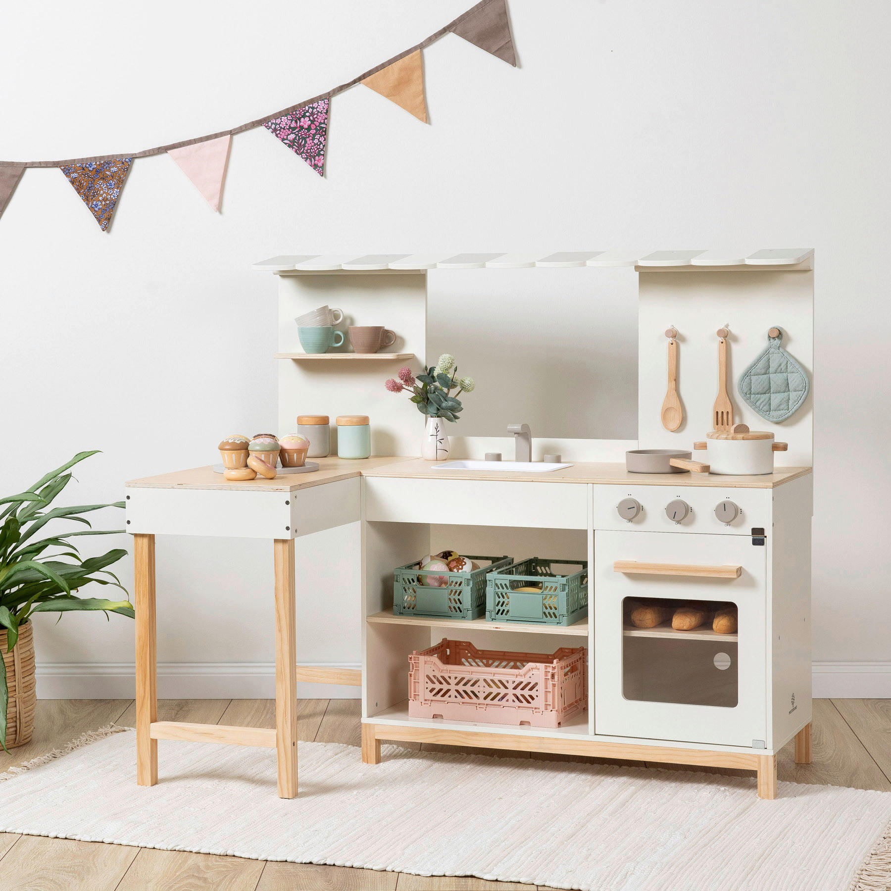 KINDERKÜCHE ROBUSTA  - Naturfarben/Weiß, Basics, Holz (100/59/87cm) - MUSTERKIND