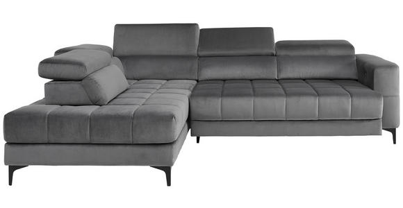 ECKSOFA inkl.Funktionen Dunkelgrau Samt  - Dunkelgrau/Schwarz, Design, Kunststoff/Textil (202/281cm) - Xora