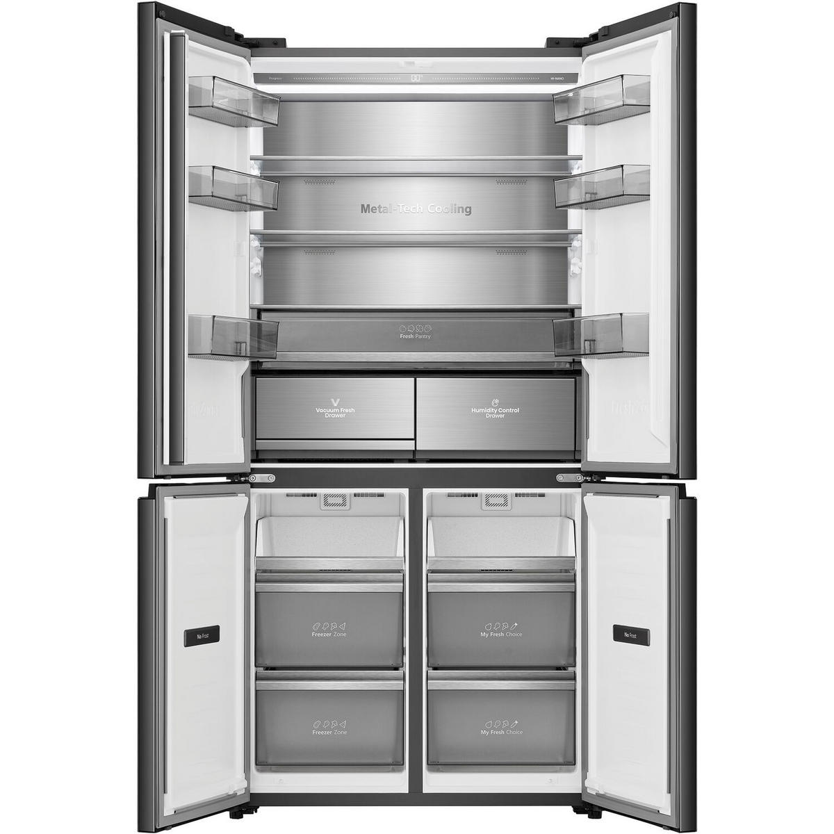 MULTI-DOOR RQ768N4GBE  - Schwarz Hochglanz, Basics, Glas/Kunststoff (91,1/190/60cm) - Hisense