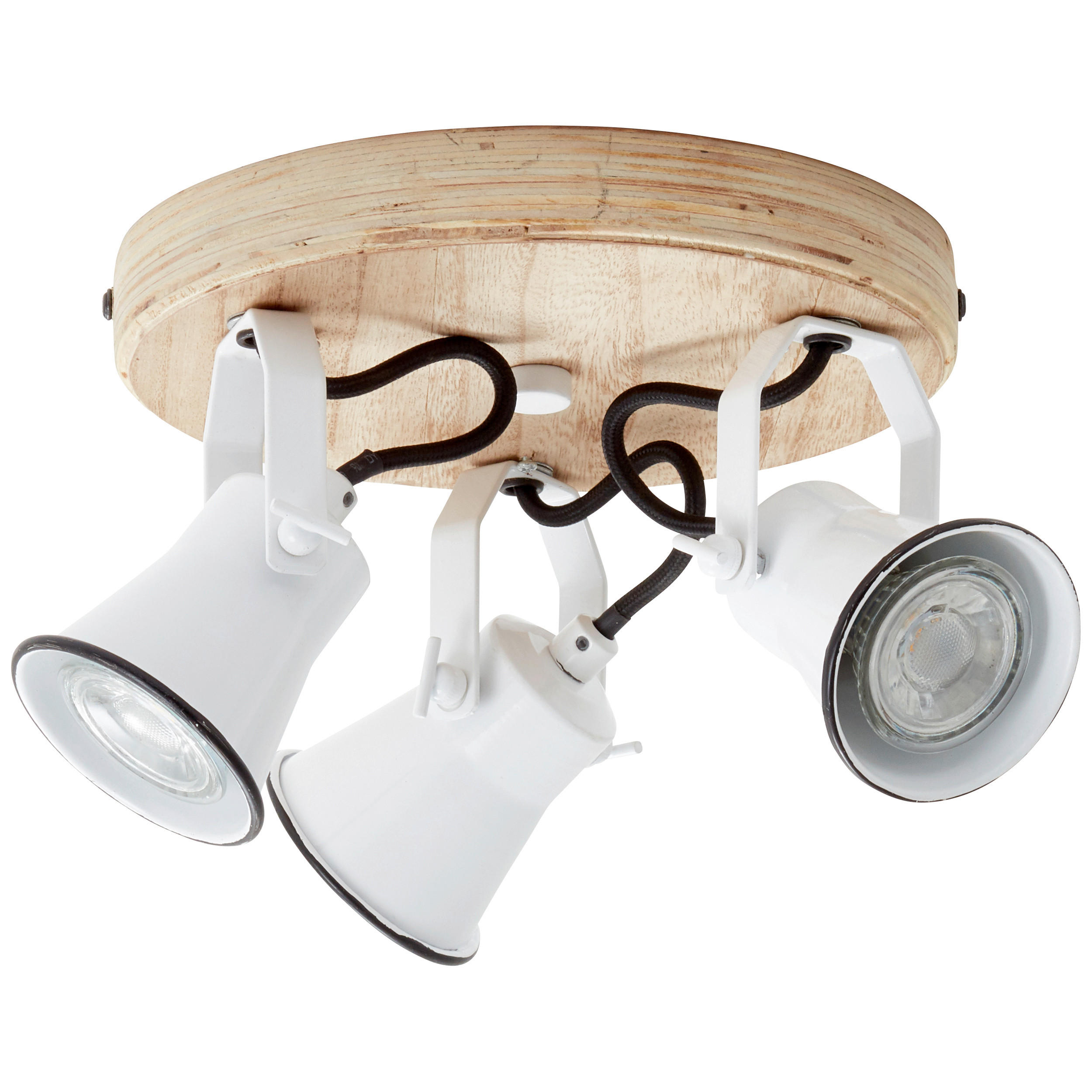 DECKENLEUCHTE  28/13 cm    - Weiss, Natur, Holz/Metall (28/13cm) - Brilliant