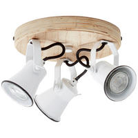DECKENLEUCHTE  28/13 cm    - Weiss, Natur, Holz/Metall (28/13cm) - Brilliant