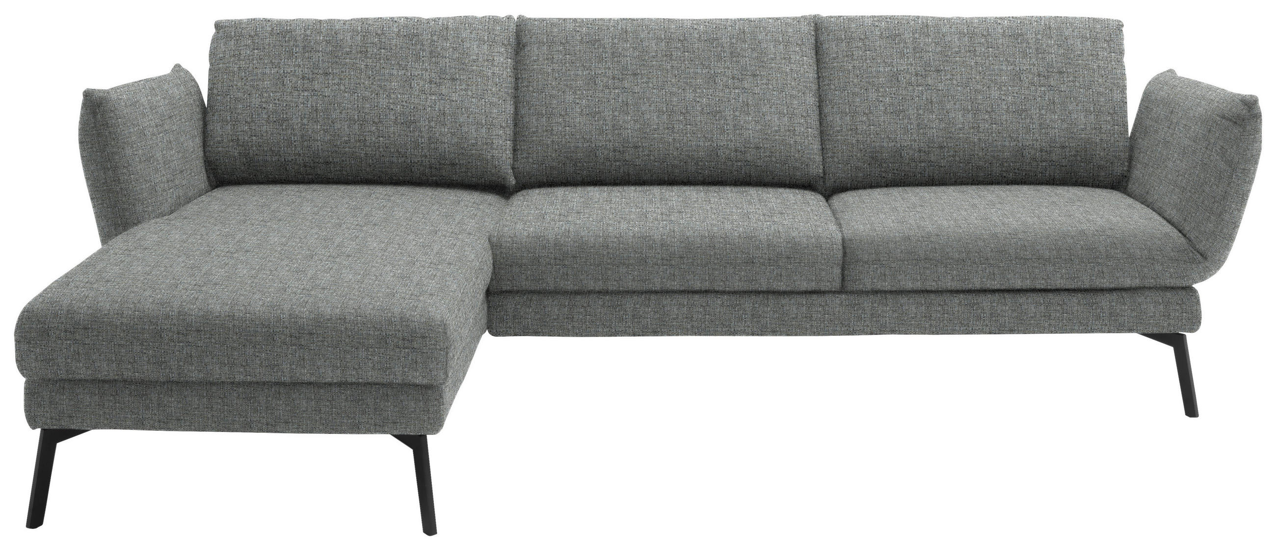 ECKSOFA in Flachgewebe Hellgrau  175/277 cm  - Hellgrau/Schwarz, Design, Textil/Metall (175/277cm) - Schöner Wohnen