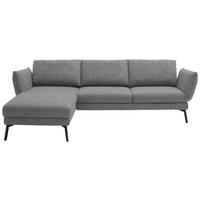 ECKSOFA in Flachgewebe Hellgrau  175/277 cm  - Hellgrau/Schwarz, Design, Textil/Metall (175/277cm) - Schöner Wohnen
