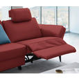 3-SITZER-SOFA in Leder Bordeaux  - Bordeaux/Schwarz, Design, Leder/Metall (190/84/99cm) - Dieter Knoll