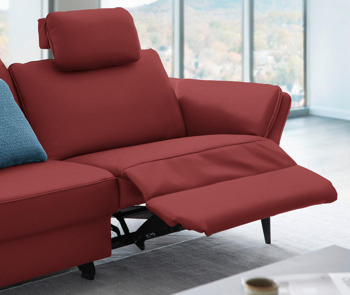 3-SITZER-SOFA in Echtleder Bordeaux  - Bordeaux/Schwarz, Design, Leder/Metall (190/84/99cm) - Dieter Knoll