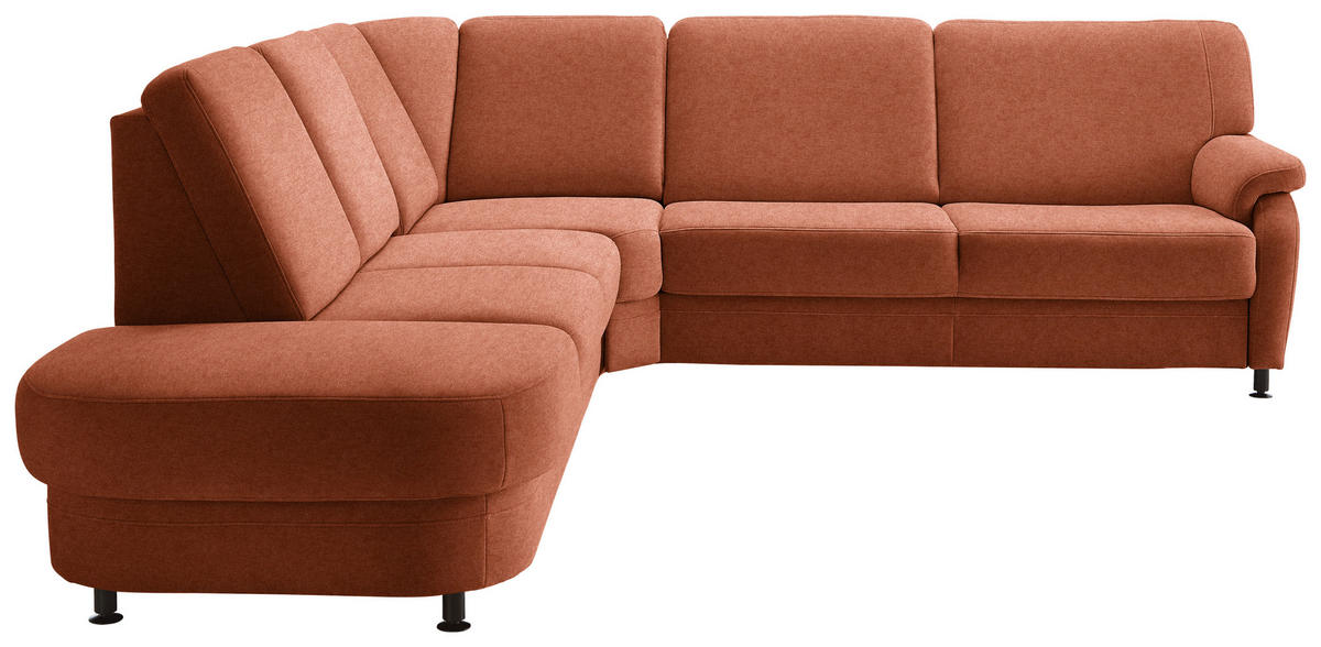 ECKSOFA  in Flachgewebe Rostfarben  287/269 cm  - Rostfarben/Schwarz, KONVENTIONELL, Textil/Metall (287/269cm) - Beldomo System