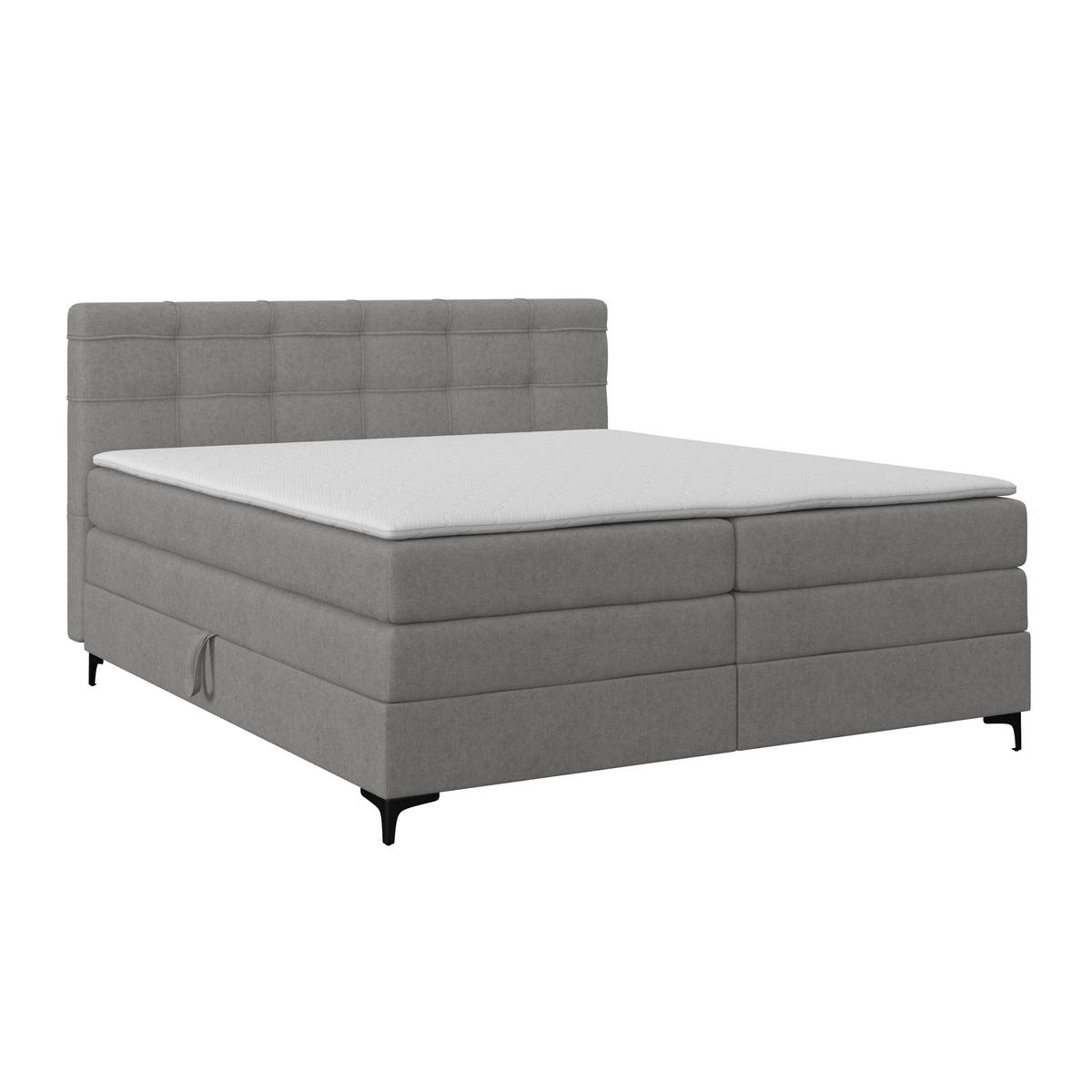 BOXSPRINGBETT 200/200 cm,  in Grau, H3 = fest  - Schwarz/Grau, KONVENTIONELL, Kunststoff/Textil (200/200cm)